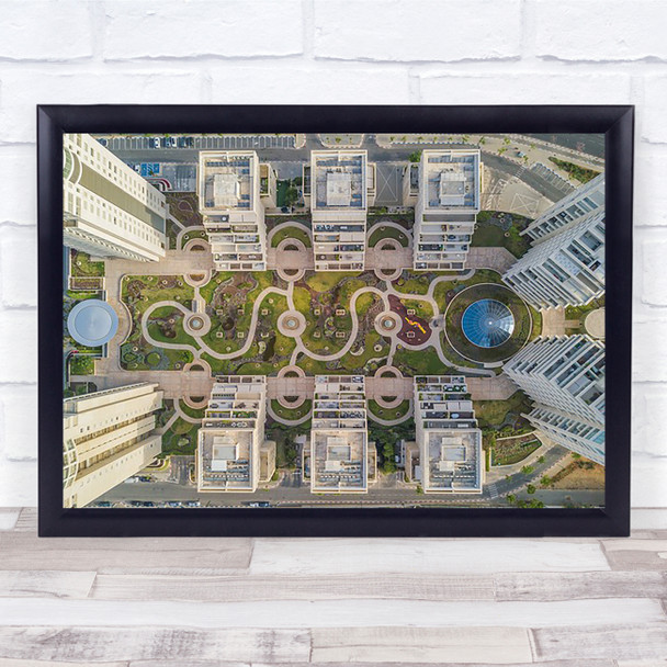Urban Curves Above Aerial Drone Tel Aviv Israel Park Tower Art Print