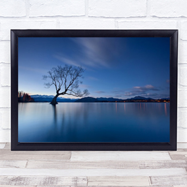 Wanaka Twilight Tree Lake New Zealand Lonely Wall Art Print Wanaka Twilight Tree Lake New Zealand Lonely Wall Art Print