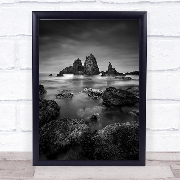Water Is Still Seascape Stones Clouds Rocks Camel rock Australia Coast Art Print