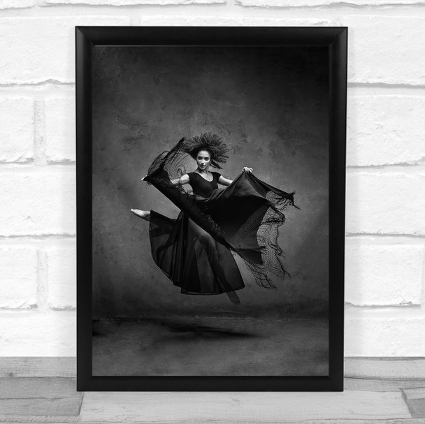 Ballet Jump Ballerina Dance Dancer Dancing Performance Girl Model Wall Art Print