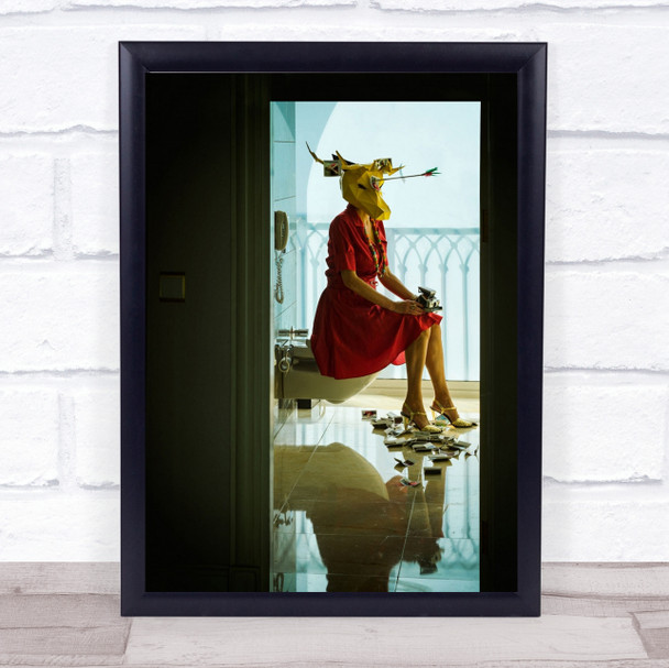 Finishing Shot Red Polaroid Bath Hunt Chase Glamour Yellow Arrow Wall Art Print