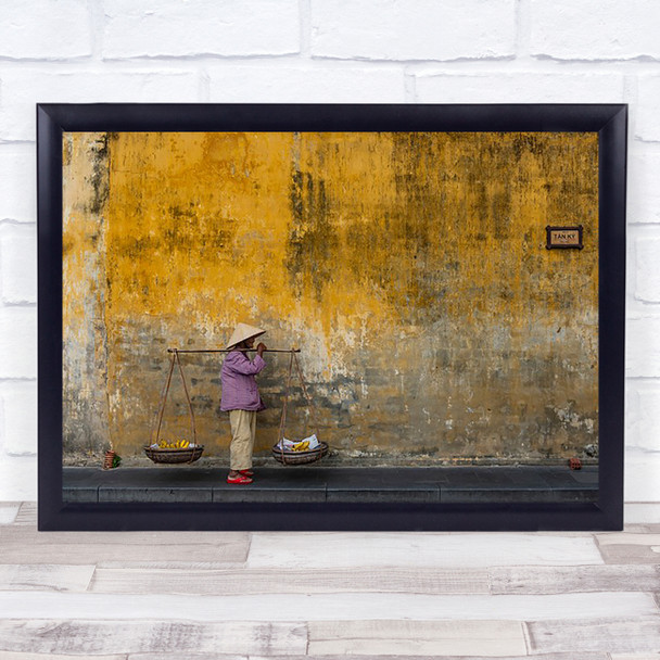 Fruit seller in Hoi An Vietnam Woman Facade Lady Old Wall Art Print