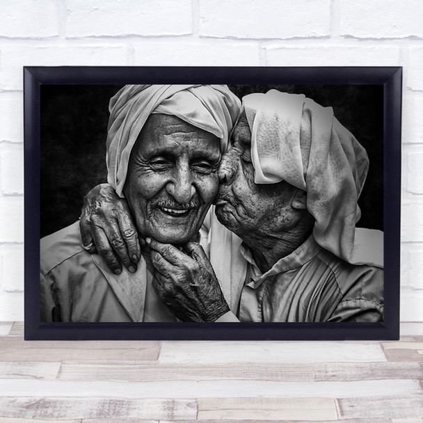 Happiness Of Men Kiss Hug Embrace Friendship Happy Glad Smile Wall Art Print