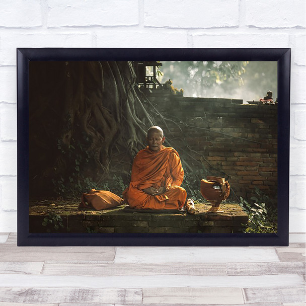 Monk Culture Traditional Buddhism Thailand Zen Monks Orange Robe Wall Art Print