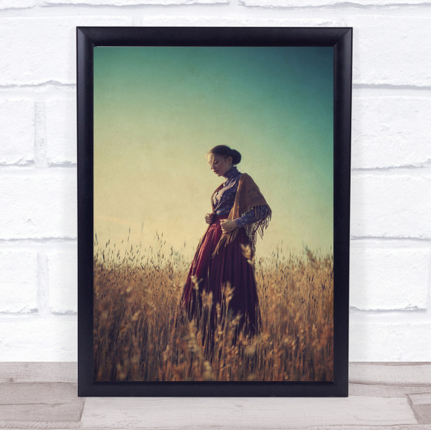 Prairie Woman Historical Victorian Model Outside Outdoors Dress Wall Art Print
