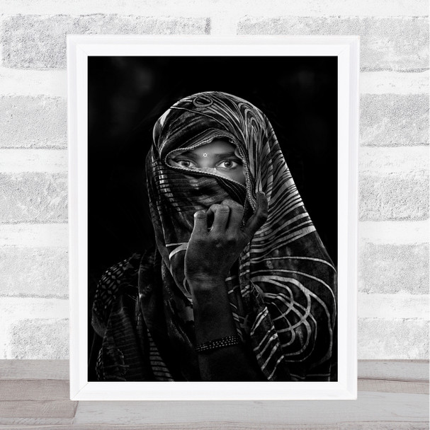 Street in a village close to Delhi India Veil Eyes Face People Woman Art Print