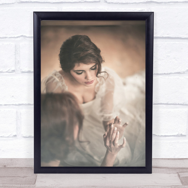 The Mirror Woman Reflection Beautiful Pretty Beauty Model Girl Wall Art Print