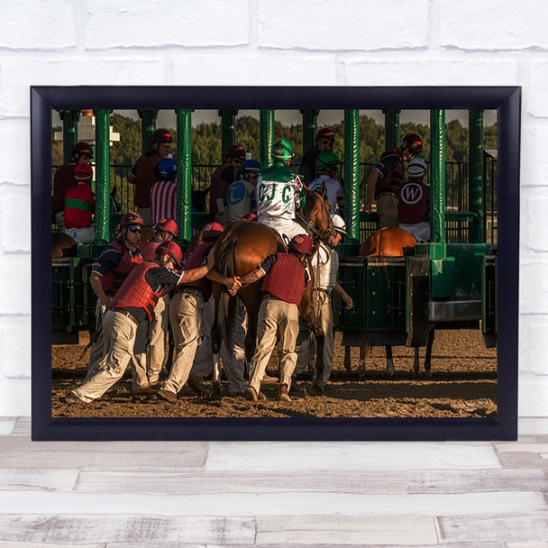 Horse Power Moving Derby Race Track Struggle Horses Wall Art Print