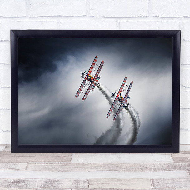 Wing walkers Propeller Planes Air show Smoke Contrail Aviation Wall Art Print