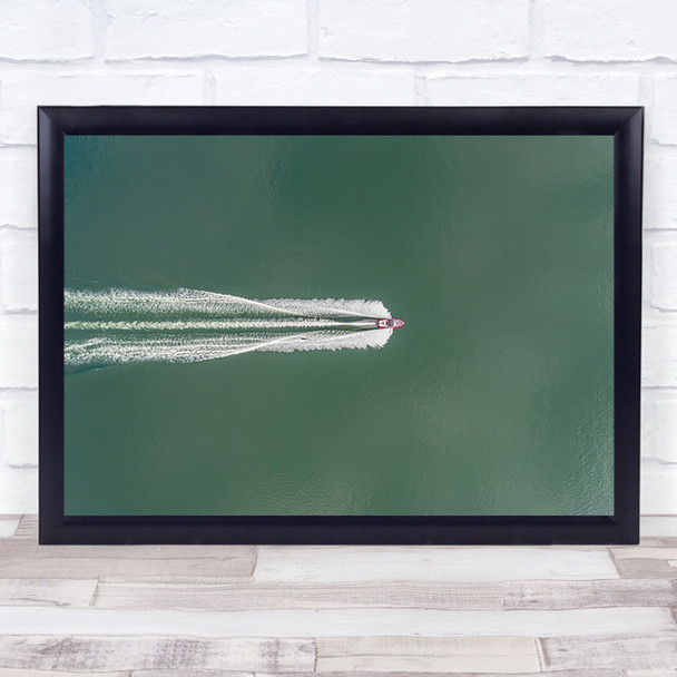 Action Boat Speed Splash Aerial Seascape Water Fast Wall Art Print