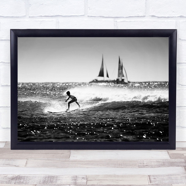 Wind Surfing Waikiki Hawaii USA Boy Kid Child Action Wall Art Print