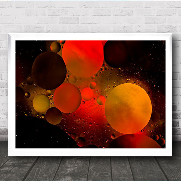 Astronomical Oil Water Cosmos Abstract Red Space Planet Wall Art Print