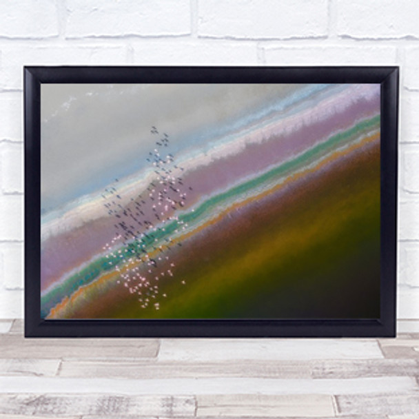 Crossing Colour Lines Flamingo Lake Pattern Water Formation Wall Art Print