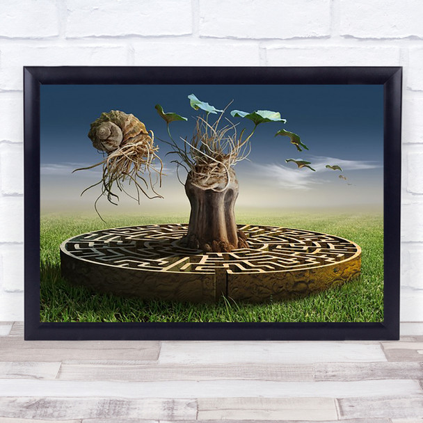 Edited Trees Leaf Maze Grass Snail Wood Wall Art Print
