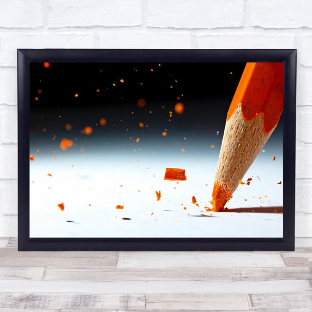 Let It Rain Abstract Pencil Tip Broken Splash Orange Home Wall Art Print