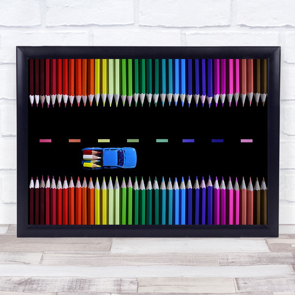The Road Crayons Pencils Pens Car Toy Way Path Transportation Wall Art Print