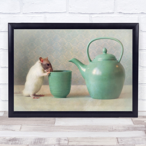 The Teapot Snoozy Rodent Rat Tea Kitchen Mouse Cute Pet Wall Art Print