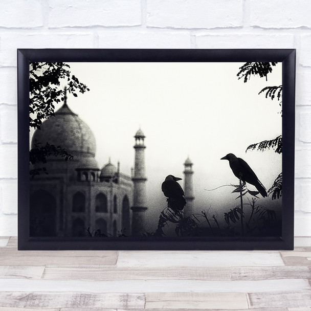 India Agra Travel Monument Bird Grain Taj Mahal Crows Wall Art Print