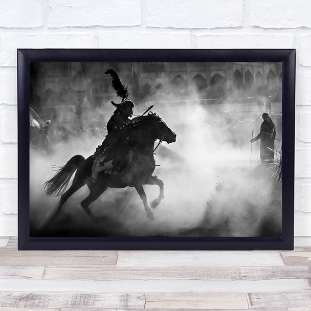 Lunge People Dirt Dust Man Riding Horse Sport Wall Art Print
