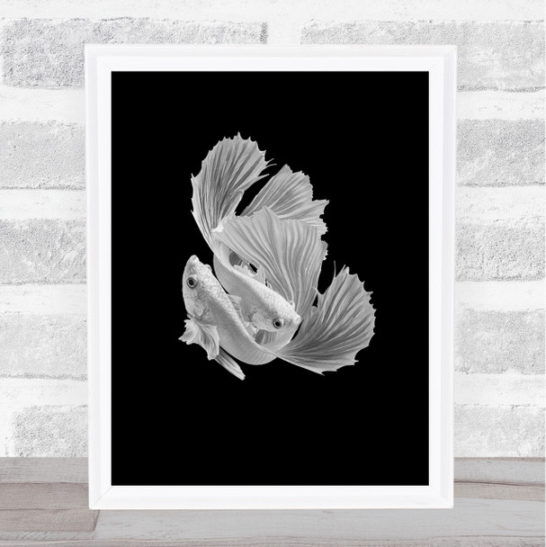 White Love Fish Underwater Animal Animals Abstract No Dark Wall Art Print