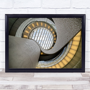 Embraced Stairs Staircase Skylight Gold Golden Abstract Window Circle Art Print