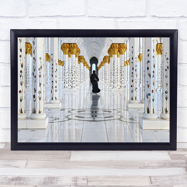 Golden Walk Architecture Sheik Zayed Mosque Pillars Pillar Wall Art Print