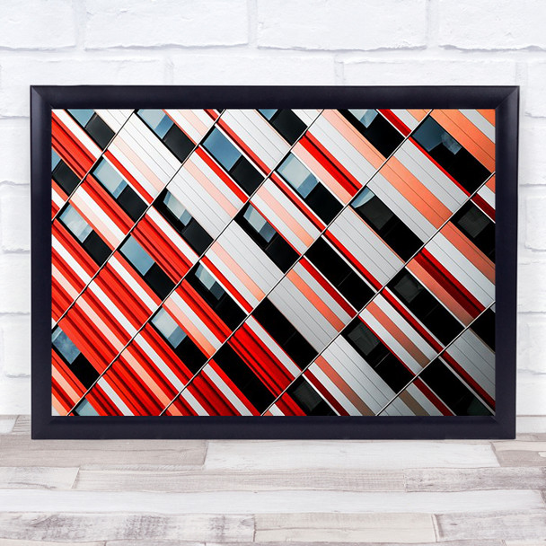 Mo-Za Windows Hotel Red Abstract Architecture Facade Stripes Pattern Art Print