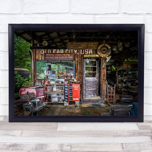Old Car City Shop Store USA United States America Architecture Wall Art Print