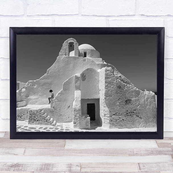 Paraportiani Mykonos Greece Sit Sitting Hair Kid Child Wall Art Print