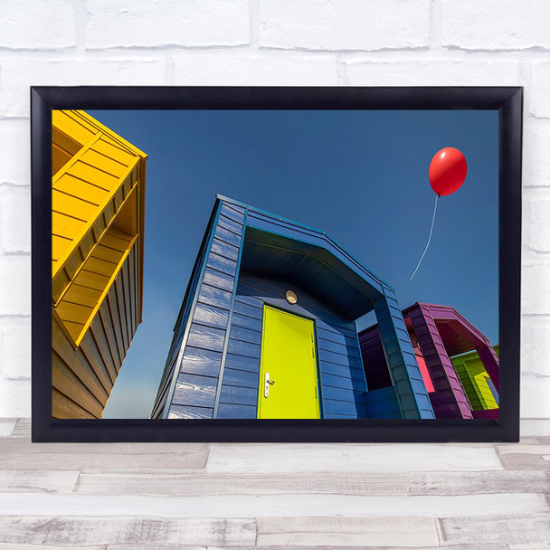 Q Summertime Blues Huts Beach Summer Colour Sunshine Balloon Cabin Art Print