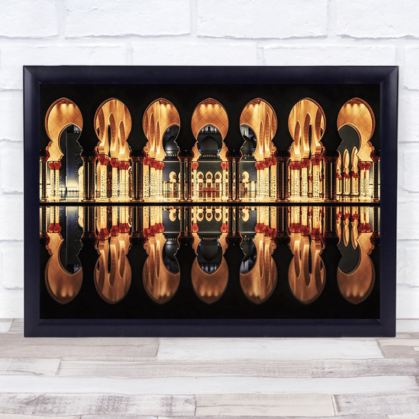 Reflections In The Mosque Reflection Water Architecture Night Symmetry Art Print