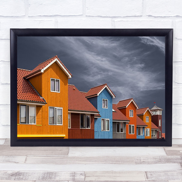 Reitdiep Architecture Colourful Houses Tiling Roof Wall Art Print