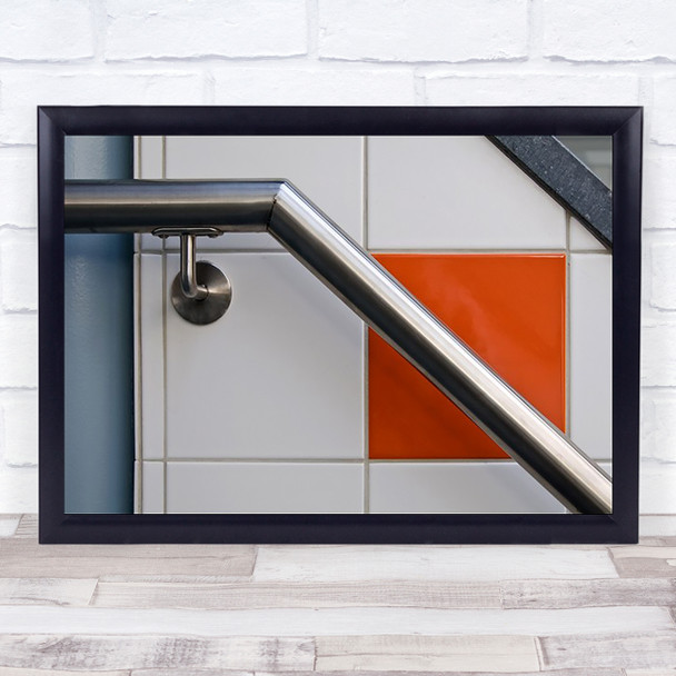 Rvs Abstract Orange Handrail Building Tile Tiles White Line Wall Art Print