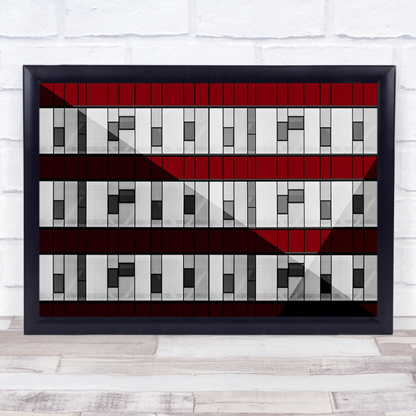 Shadows Abstract Architecture Windows Lines Angles Red Tetris Wall Art Print