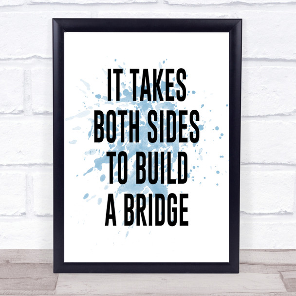 Both Sides Inspirational Quote Print Blue Watercolour Poster