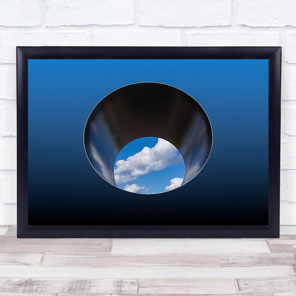 Tunnel Vision Hole Blue Sky Cloud Clouds Window Opening Abstract Wall Art Print