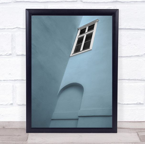 White Window Architecture Abstract Abstraction Blue Minimalism Pastel Art Print