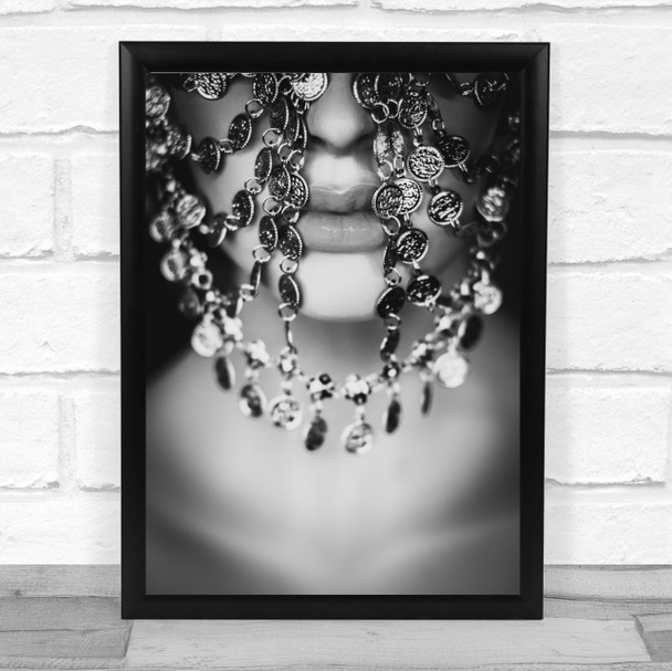 Model Close up Jewellery Mouth Lips Wall Art Print