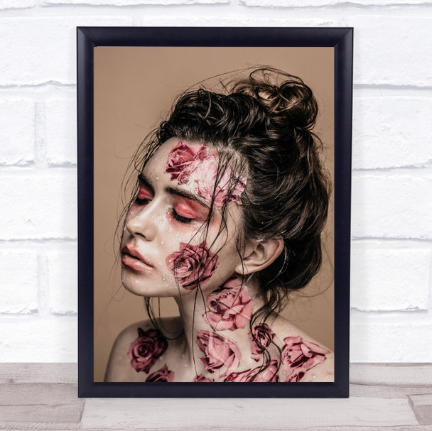 Rose Roses Flower Flowers Tattoo Tattoos Pink Girl Make Wall Art Print