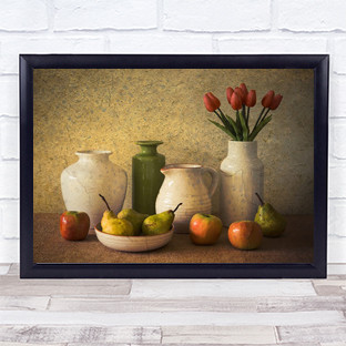 Apples Pears Tulips Tulip Texture Filter Fruit Apple Wall Art Print