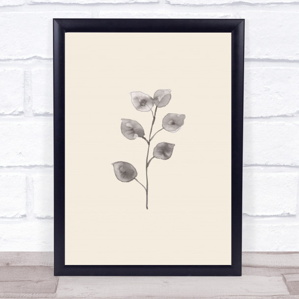 Eucalyptus Twig Plant Illustration Ink Watercolour Leaf Wall Art Print