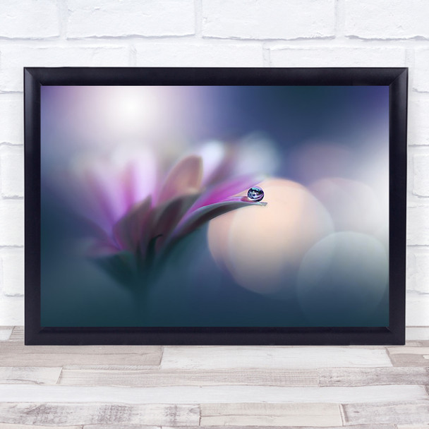 purple Closeup Flower l Drops Droplet Soft Delicate Wall Art Print