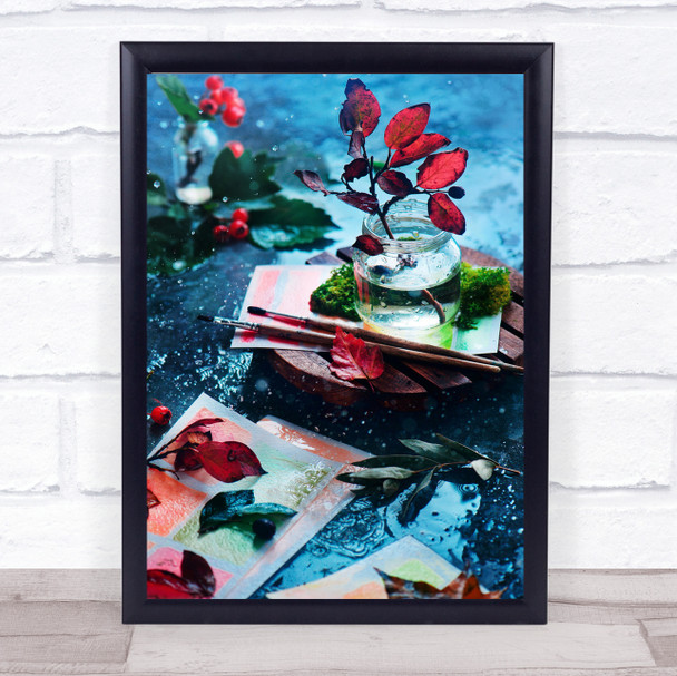 Shades Of October Red Leaves In Jar Paint Brushes Wall Art Print