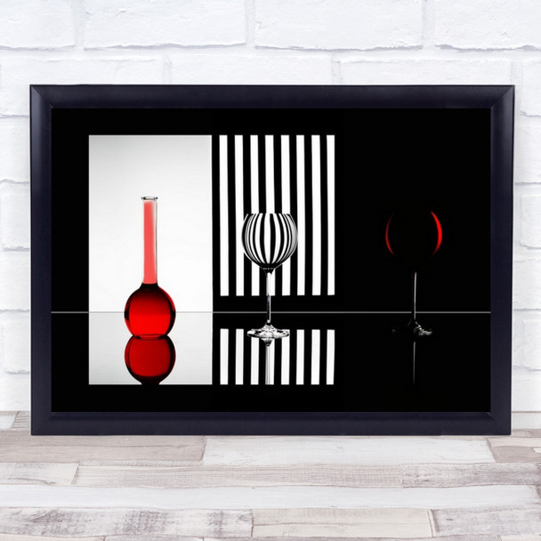 Just Red Glass Wine Stripes Drink Drinking Zebra Wall Art Print