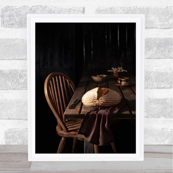 Chair Crusty Food Homemade Knife Rural Rustic Vintage Wall Art Print