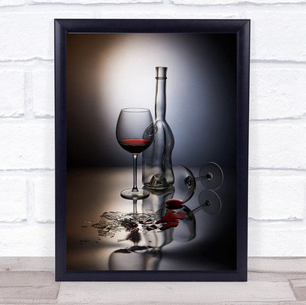 Forget The Glass Wine Drink Bottle Crash Kitchen Broken Splinter Still Art Print