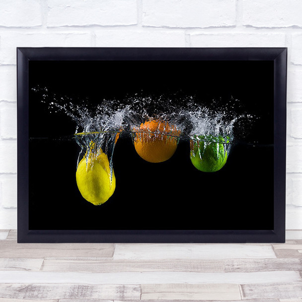 Triple citrus splash Motion Action Fruits Lemon Orange Lime Wall Art Print