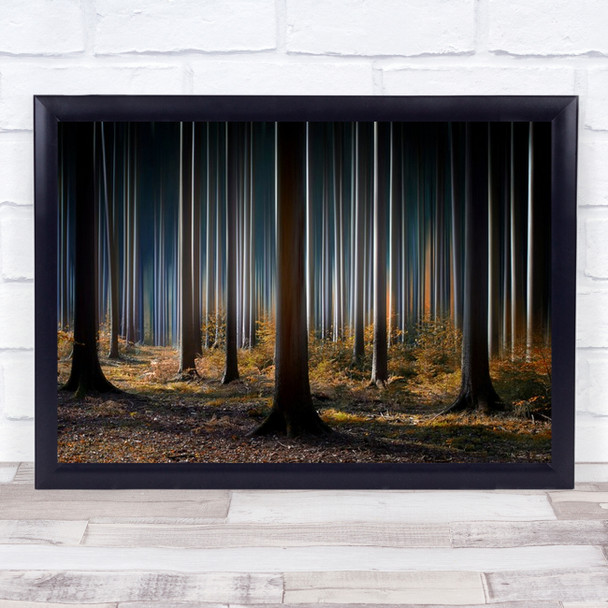 Mystic Wood Tree Forest Woods Trunks Mystery Lines Abstract Tall Wall Art Print