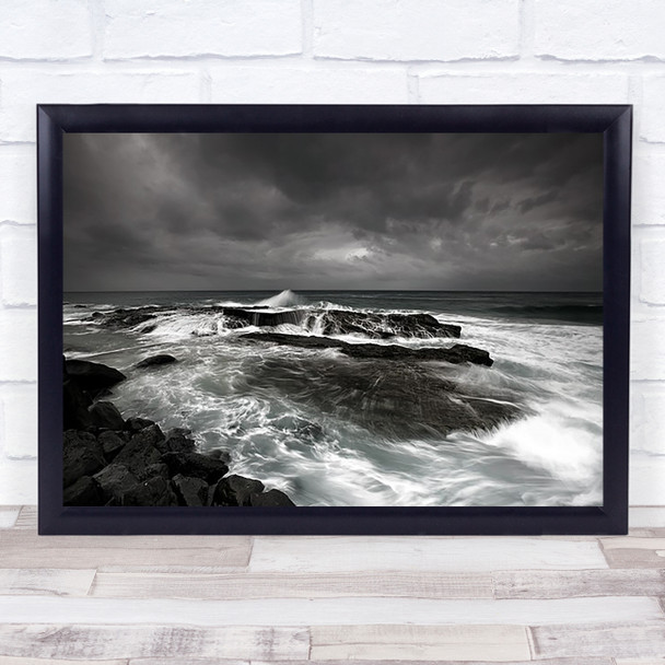 After The Storm Surf Rock Water Wave Weather Sky Thunder Wall Art Print