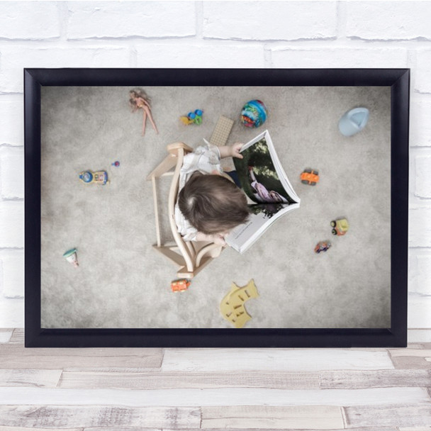 Kinder portrait Child Toy Toys Book Reading Learn Above Childhood Wall Art Print